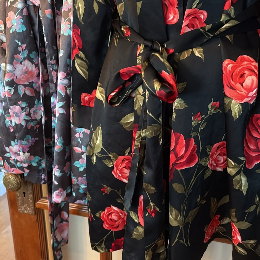 2 Floral Satin Robes with Pockets! - Picture 3 of 14